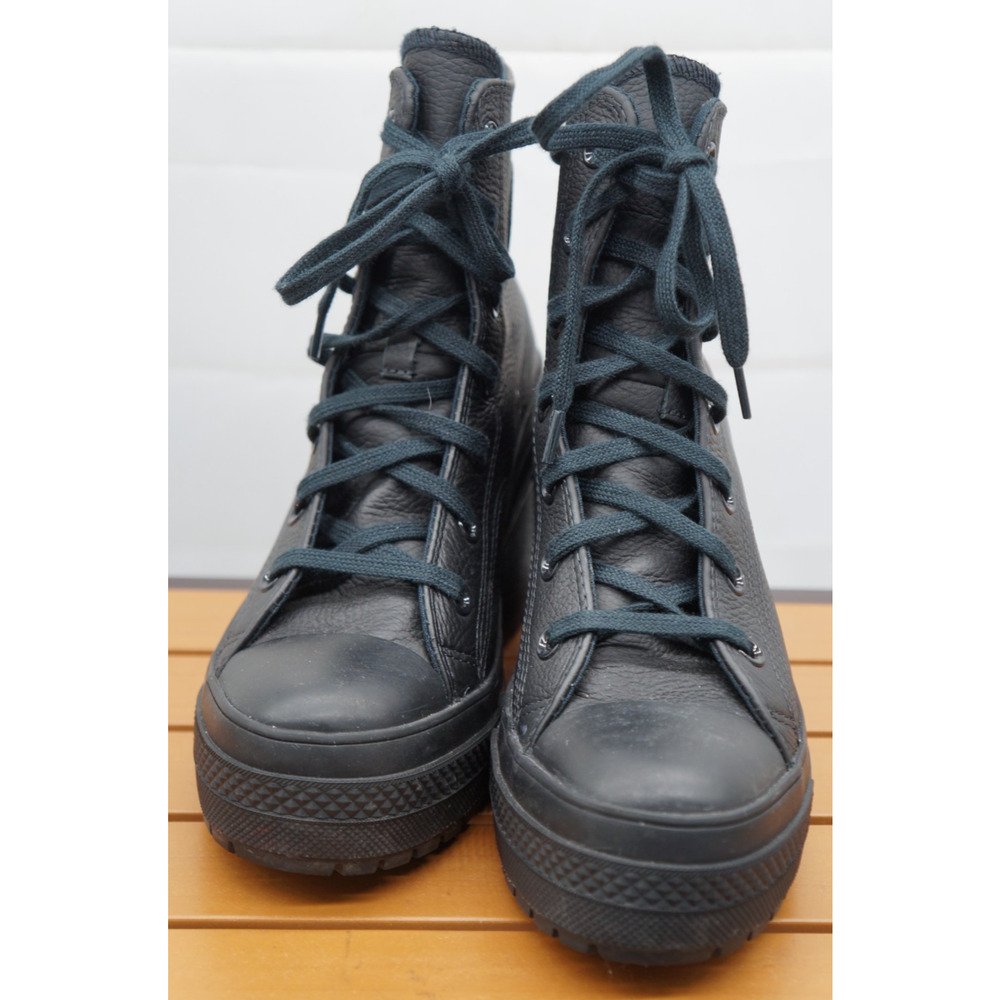 Converse Chuck 70 De Luxe Heel Leather High Boots Womens Size 7.5 Black Shoes - Picture 3 of 12